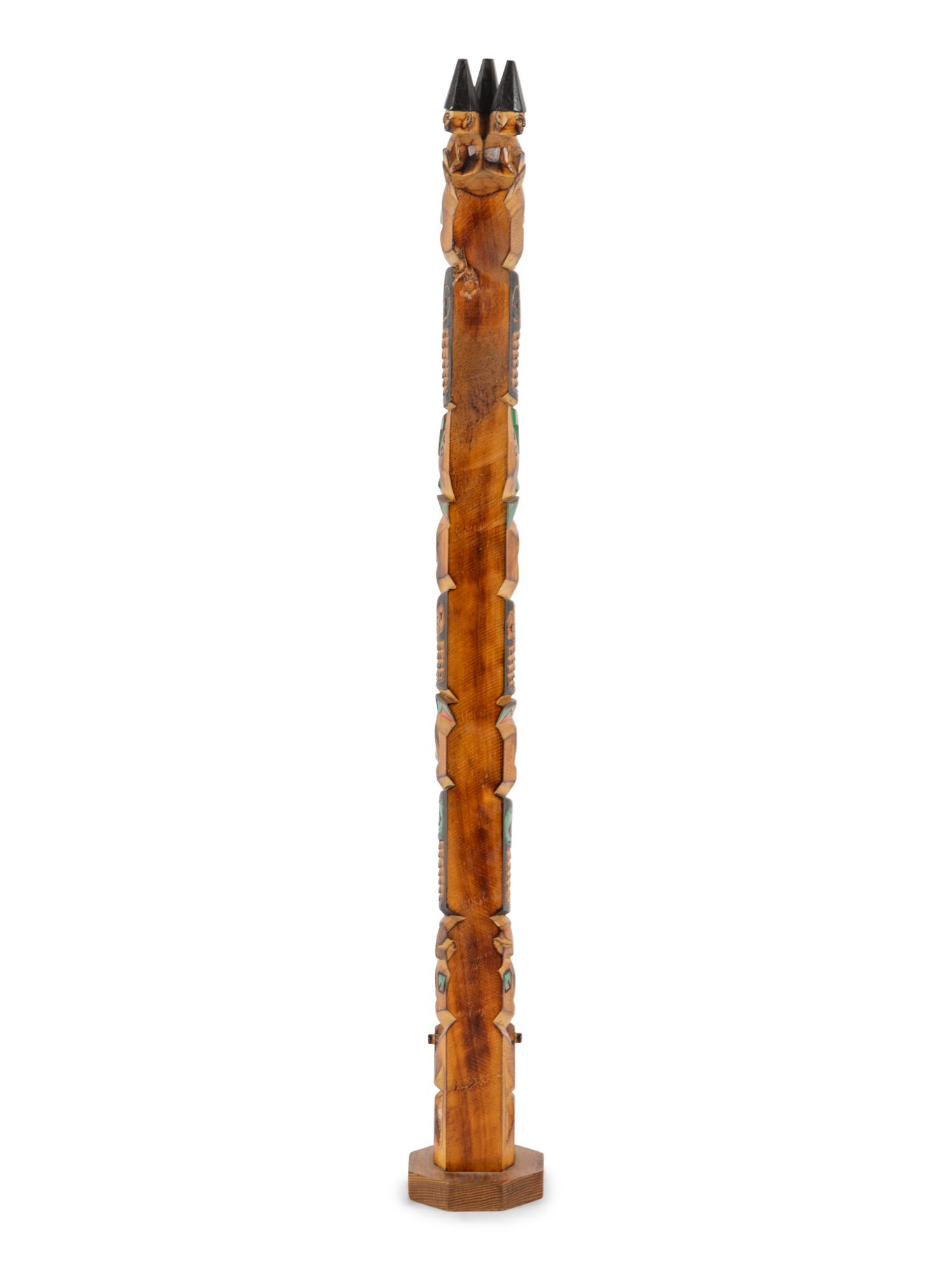 Northwest Coast Carved Model Totem Pole and Mask