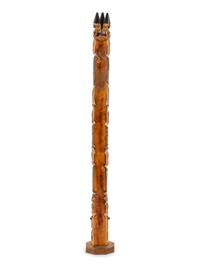 Northwest Coast Carved Model Totem Pole and Mask