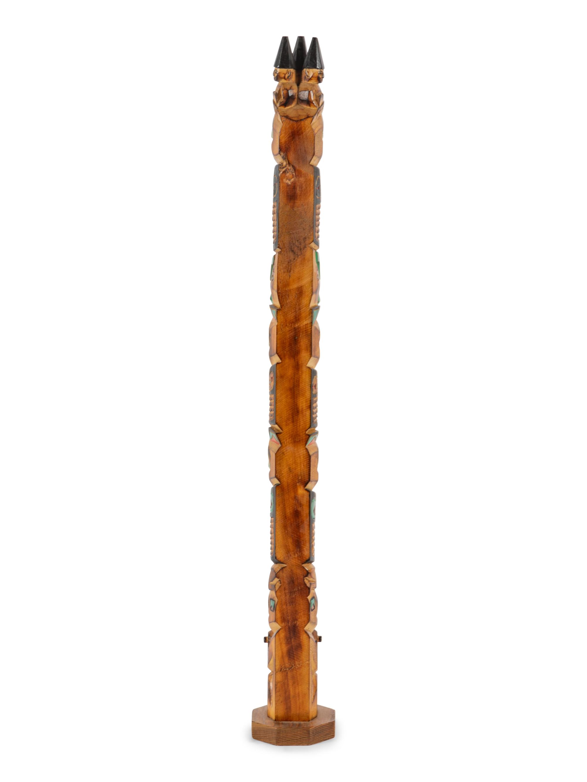 Northwest Coast Carved Model Totem Pole and Mask