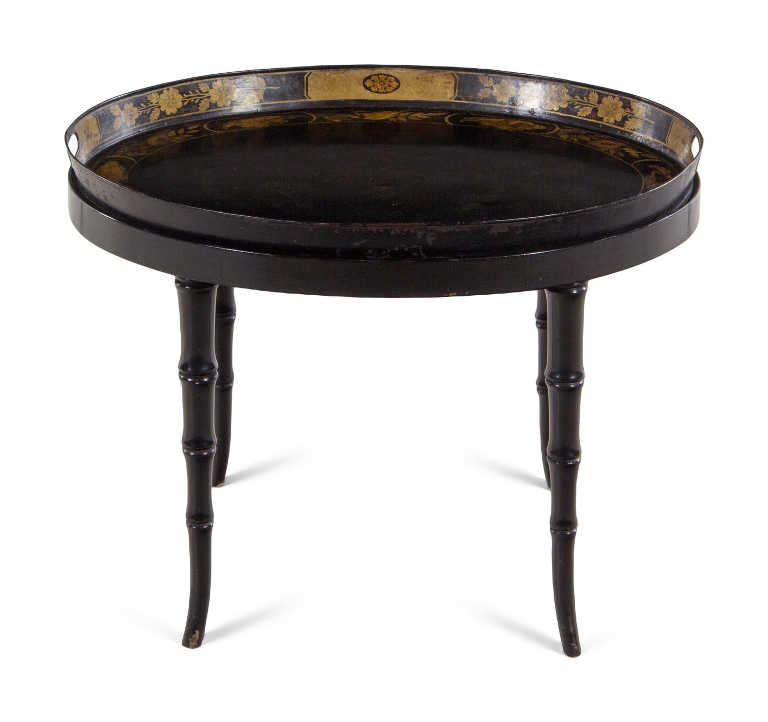 A Victorian Tôle Tray on Stand