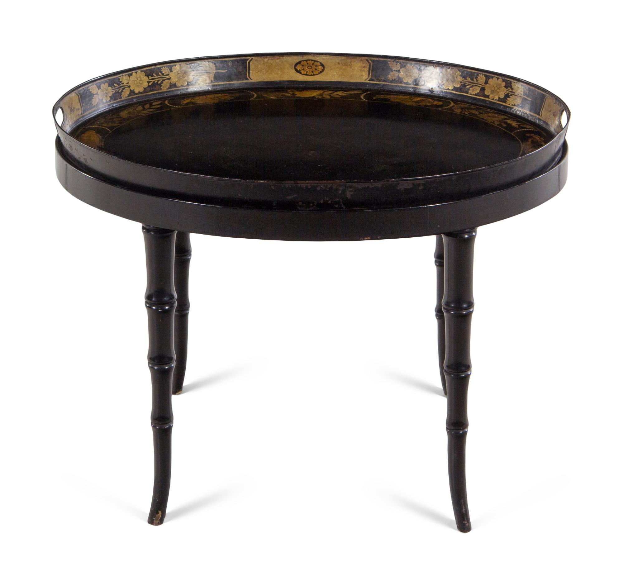 A Victorian Tôle Tray on Stand
