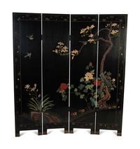 A Chinese Lacquered Four Panel Floor Screen — EARLY 20TH CENTURY