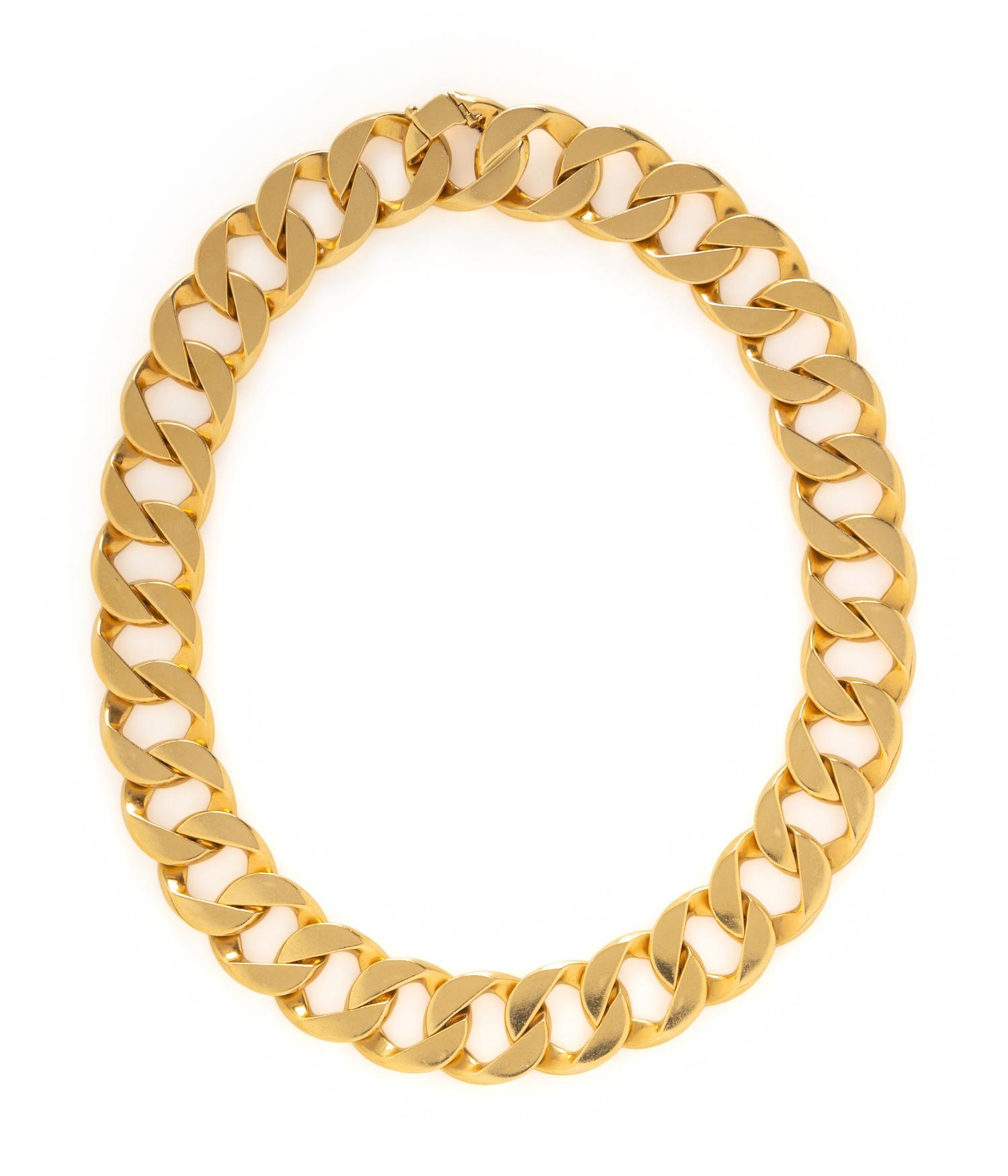 VERDURA, YELLOW GOLD CURB LINK NECKLACE