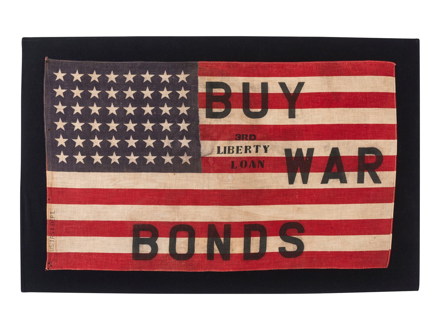 [FLAGS - WORLD WAR I]. 48-star "Buy War Bonds" American parade flag. 1918.