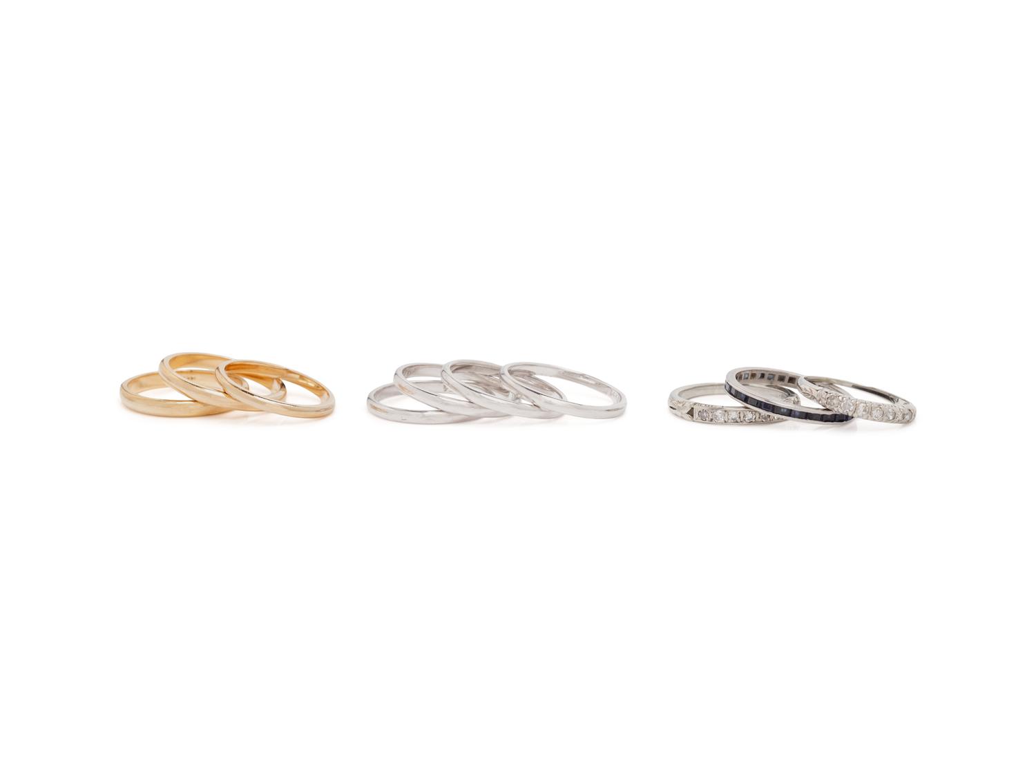 COLLECTION OF GOLD AND GEMSTONE BANDS