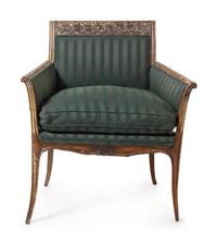 An Italian Painted and Parcel Gilt Armchair