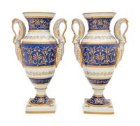 A Pair of French Parcel Gilt Porcelain Vases