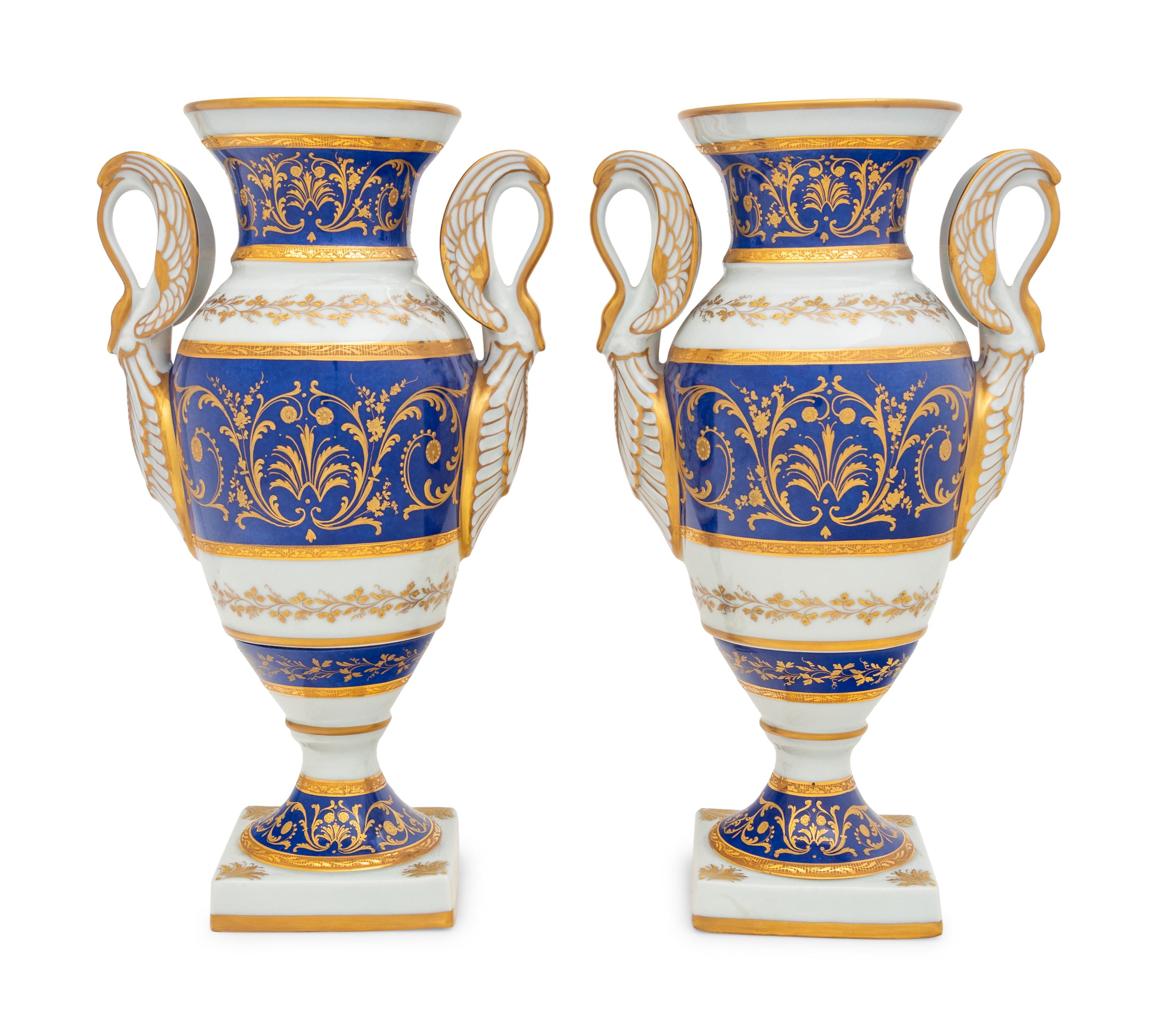 A Pair of French Parcel Gilt Porcelain Vases