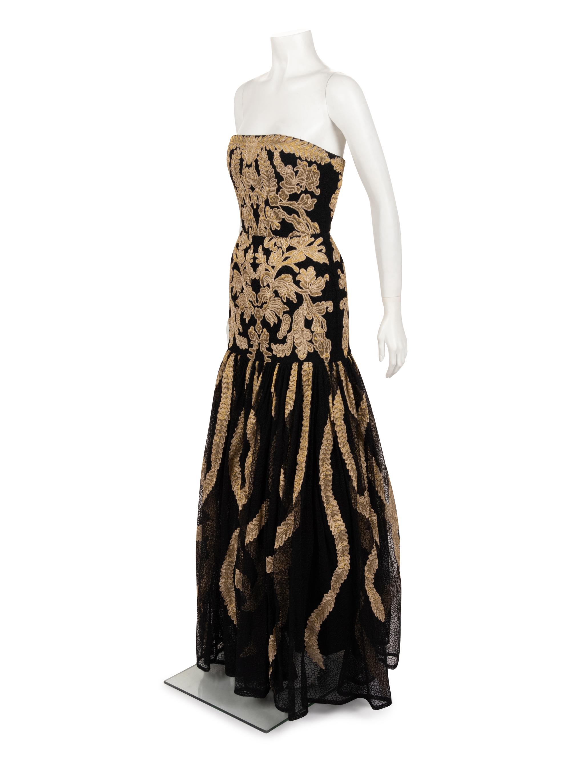 Naeem Khan Silk Strapless Evening Dress, 1990s