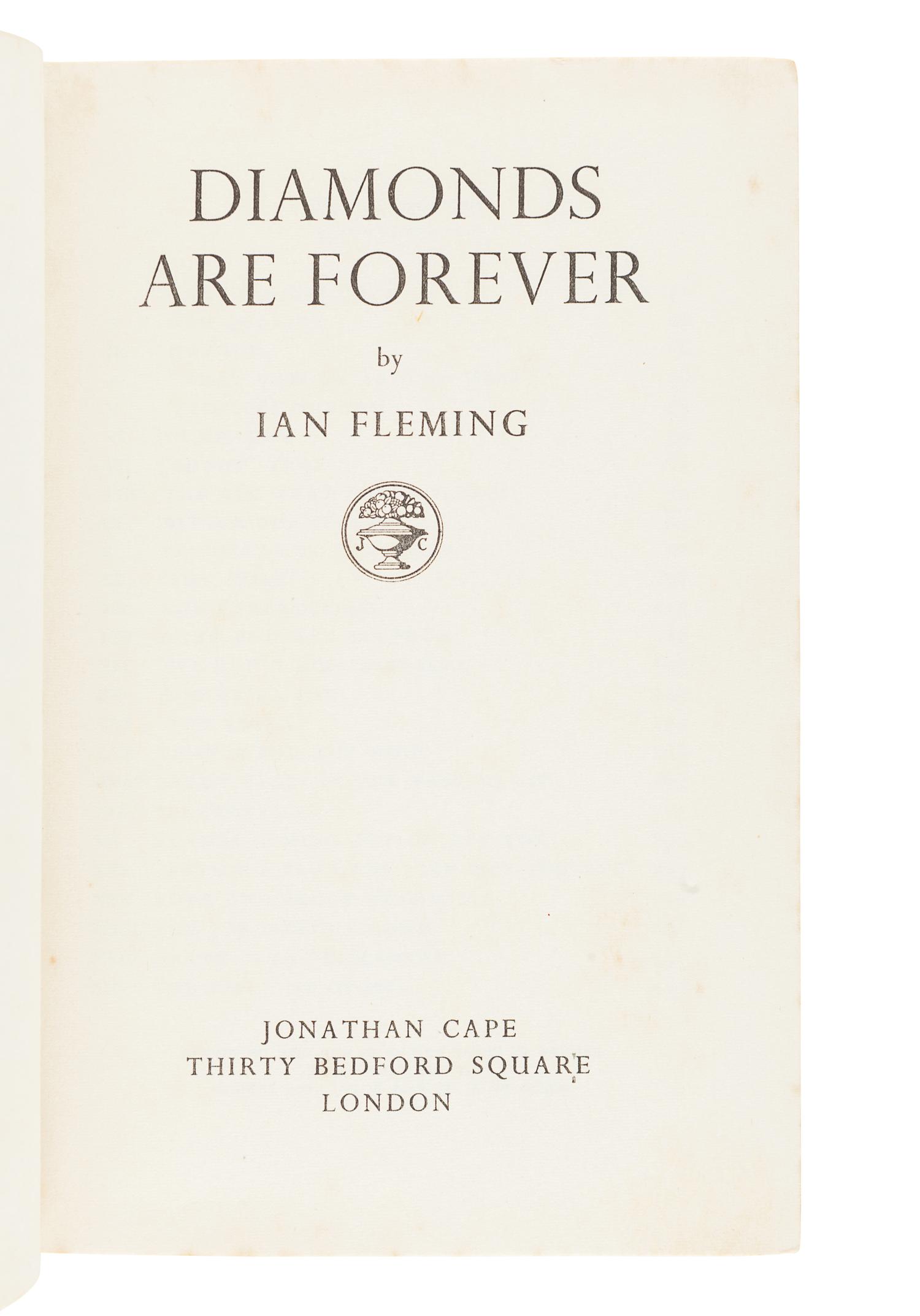 FLEMING, Ian (1908-1964). Diamonds Are Forever. London: Jonathan Cape, 1956.