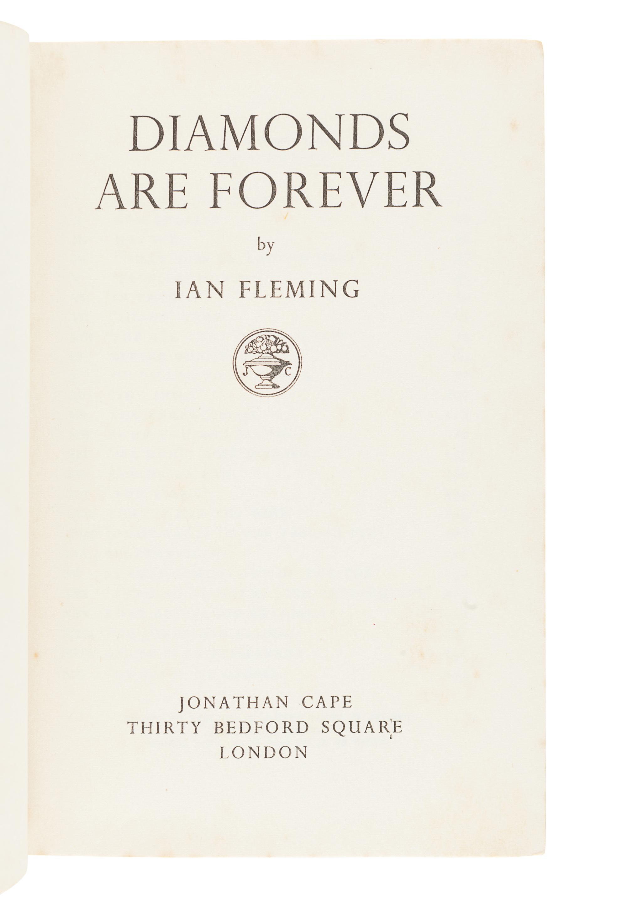 FLEMING, Ian (1908-1964). Diamonds Are Forever. London: Jonathan Cape, 1956.