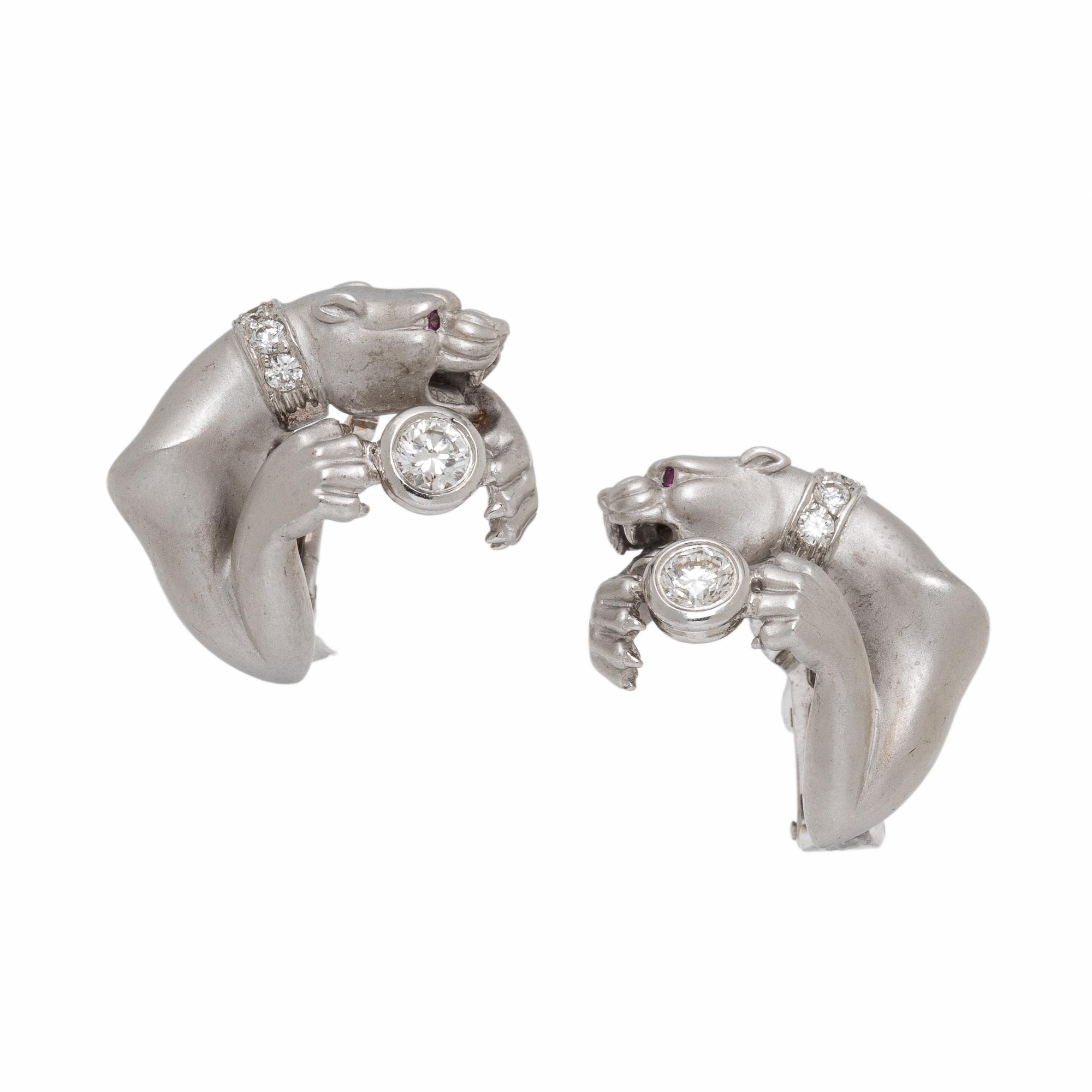 White Gold and Diamond Panther Earrings