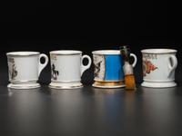 Four Fraternal and Patriotic Porcelain Shaving Mugs