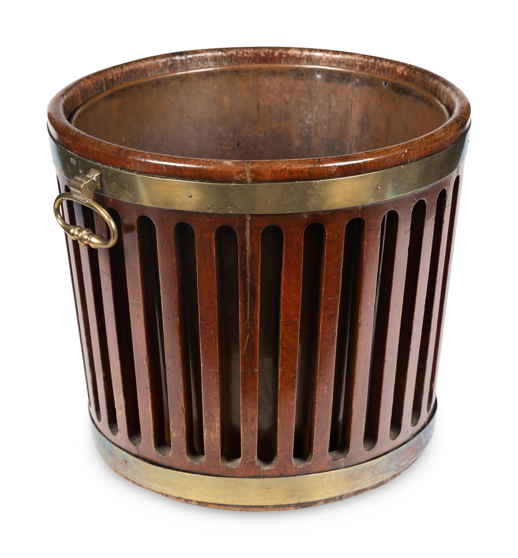 A George III Brass-Mounted Mahogany Peat Bucket