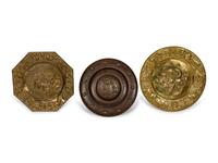 Three Gilt and Patinated Metal Chargers