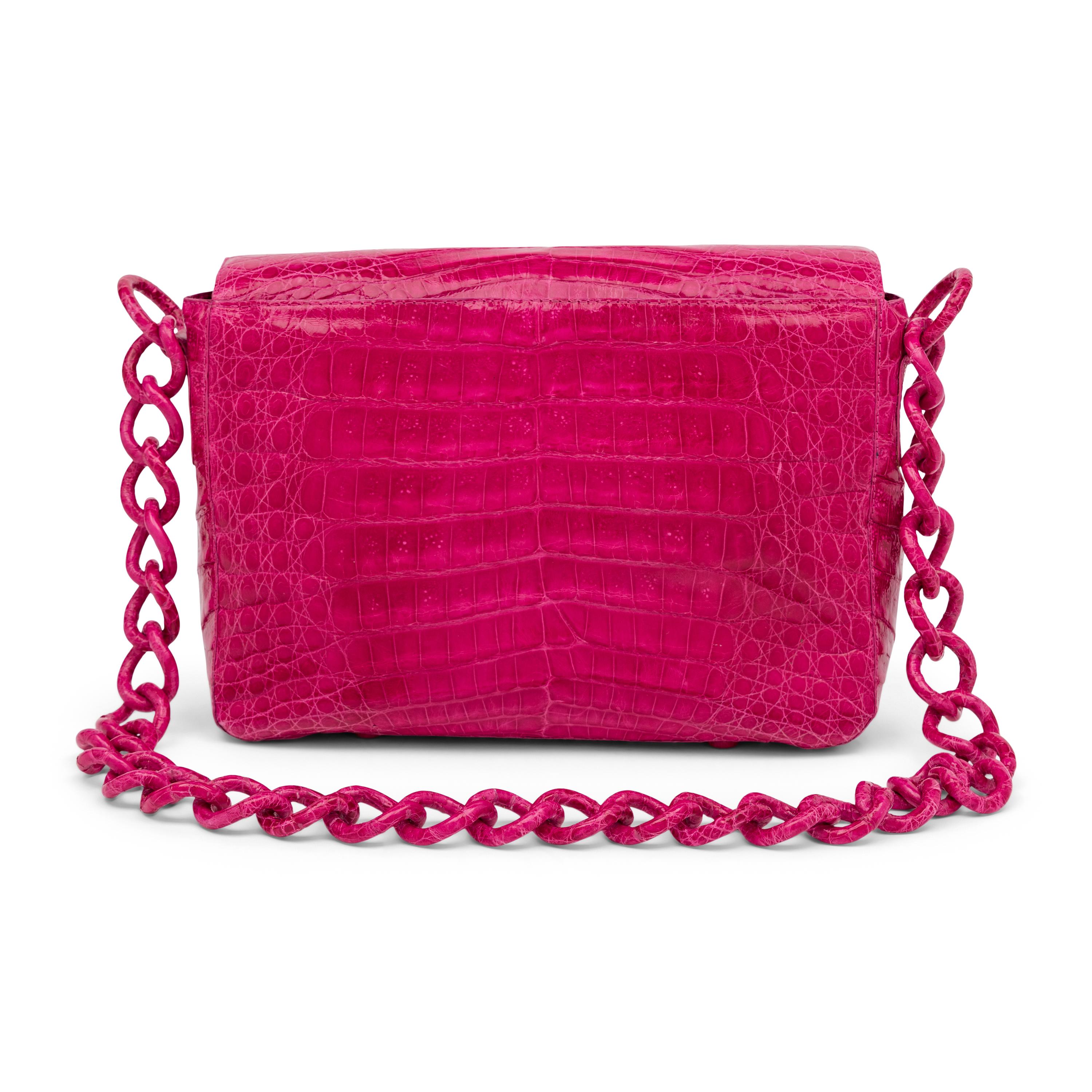 Nancy Gonzalez, Fuchsia Crocodile Flap Bag