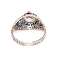 ART DECO, DIAMOND AND SYNTHETIC SAPPHIRE RING