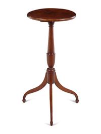 A Federal Figured and Chip-Carved Cherrywood Candlestand