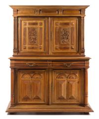 A French Provincial Stepback Cupboard Height 72 1/2 x width 57 x depth 20 3/4 inches. — 19TH CENTURY