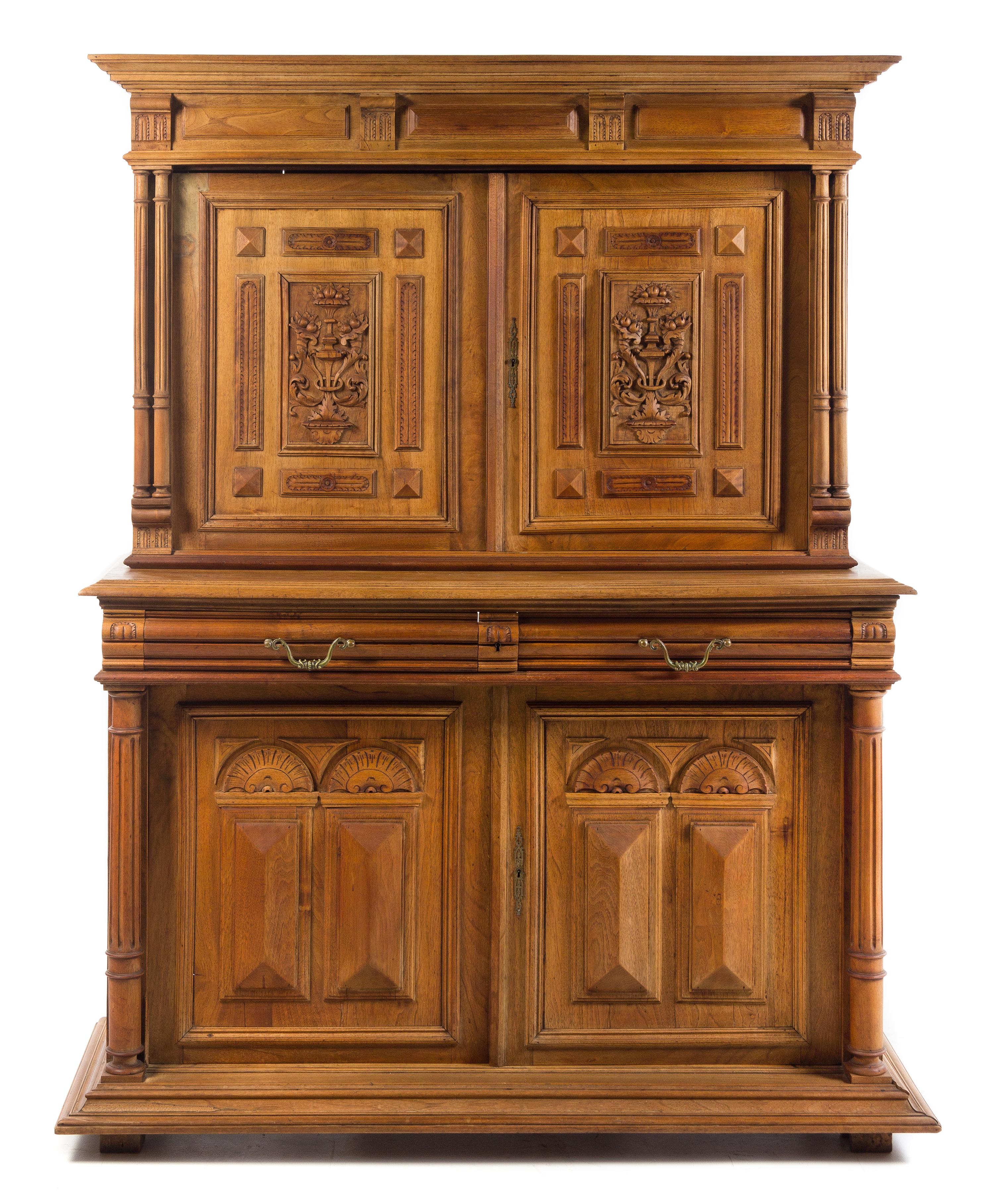 A French Provincial Stepback Cupboard Height 72 1/2 x width 57 x depth 20 3/4 inches. — 19TH CENTURY