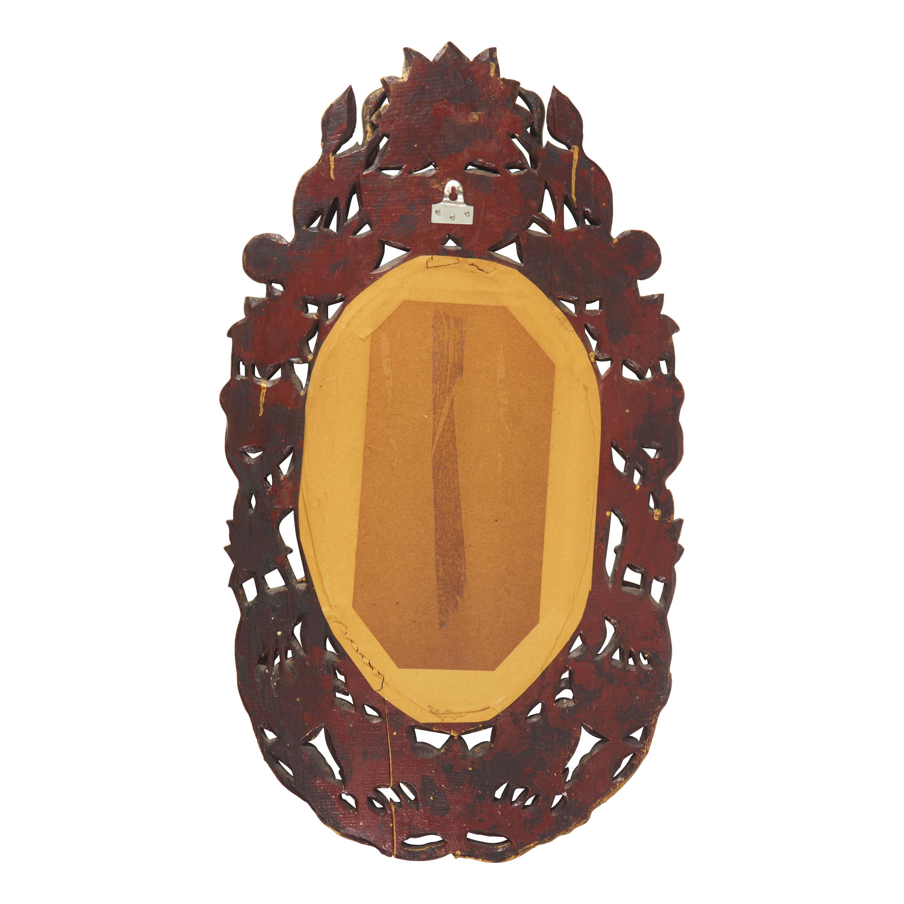 A Burmese Embellished and Carved Wood Mirror and Small Cabinet, Modern 現代 或緬甸 鏡子及小櫃一組