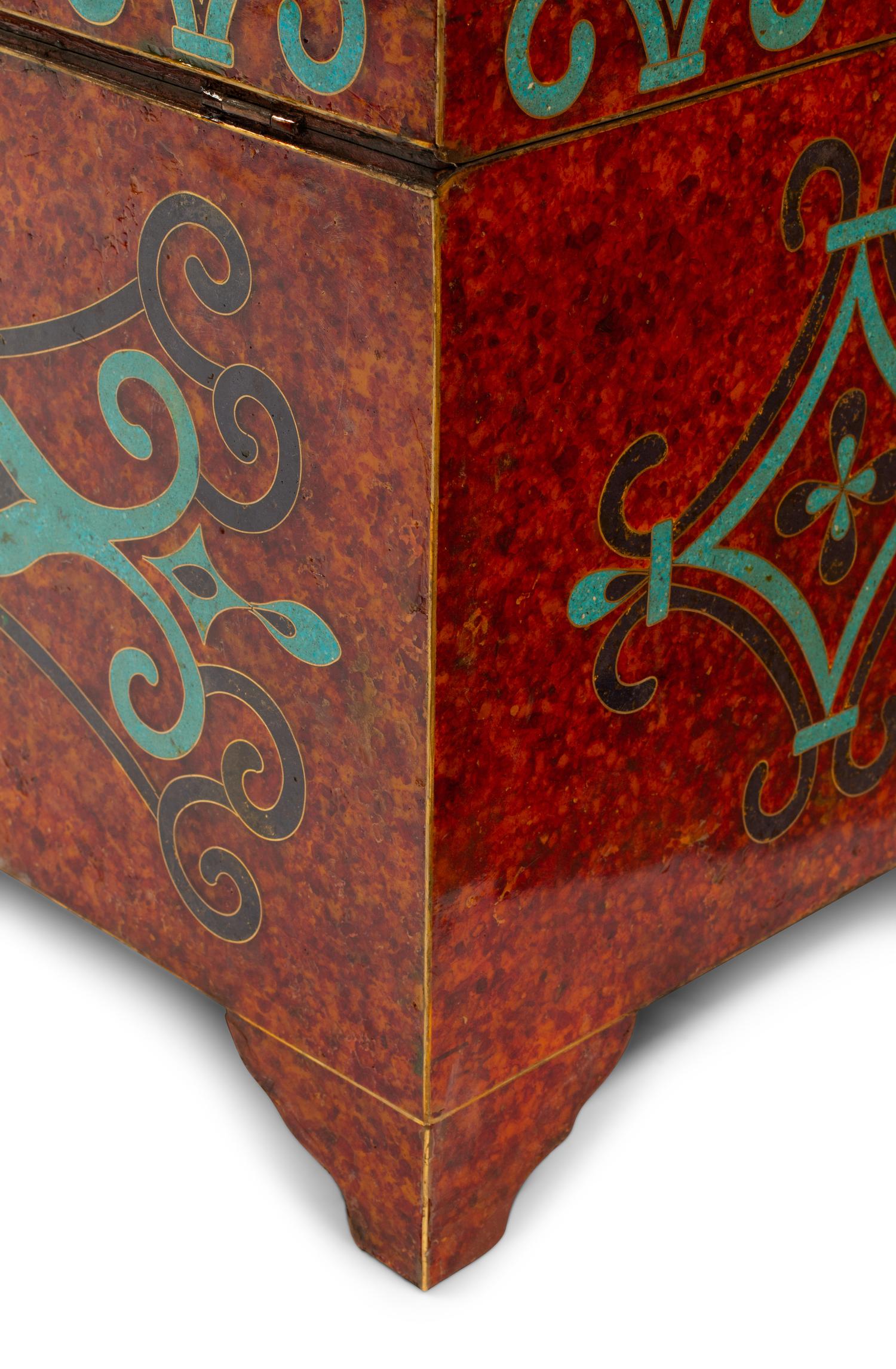 An Iberian Style Lapis Lazuli, Turquoise and Amber Inlaid Coffer