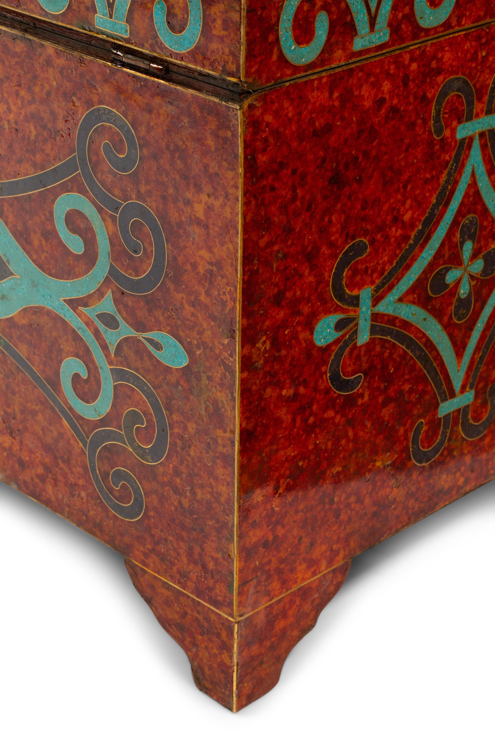 An Iberian Style Lapis Lazuli, Turquoise and Amber Inlaid Coffer