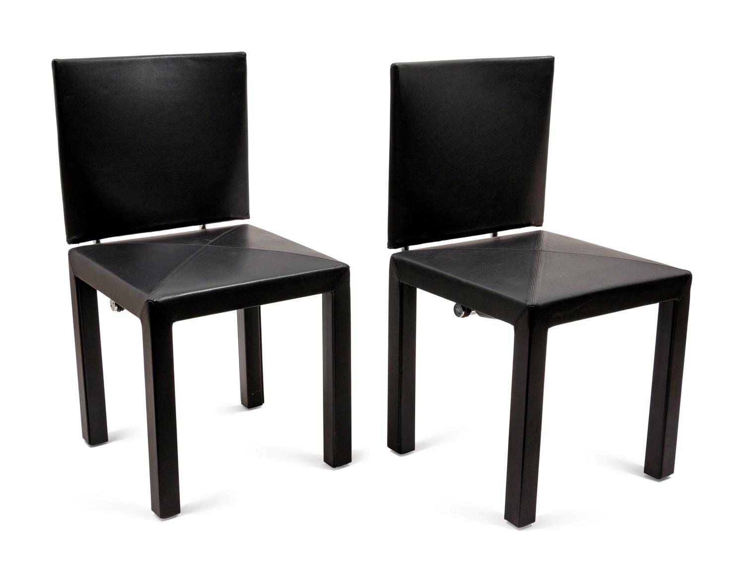 Eight Italian Chrome and Leather Chairs