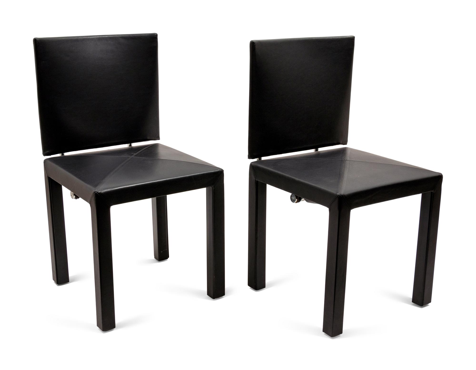 Eight Italian Chrome and Leather Chairs