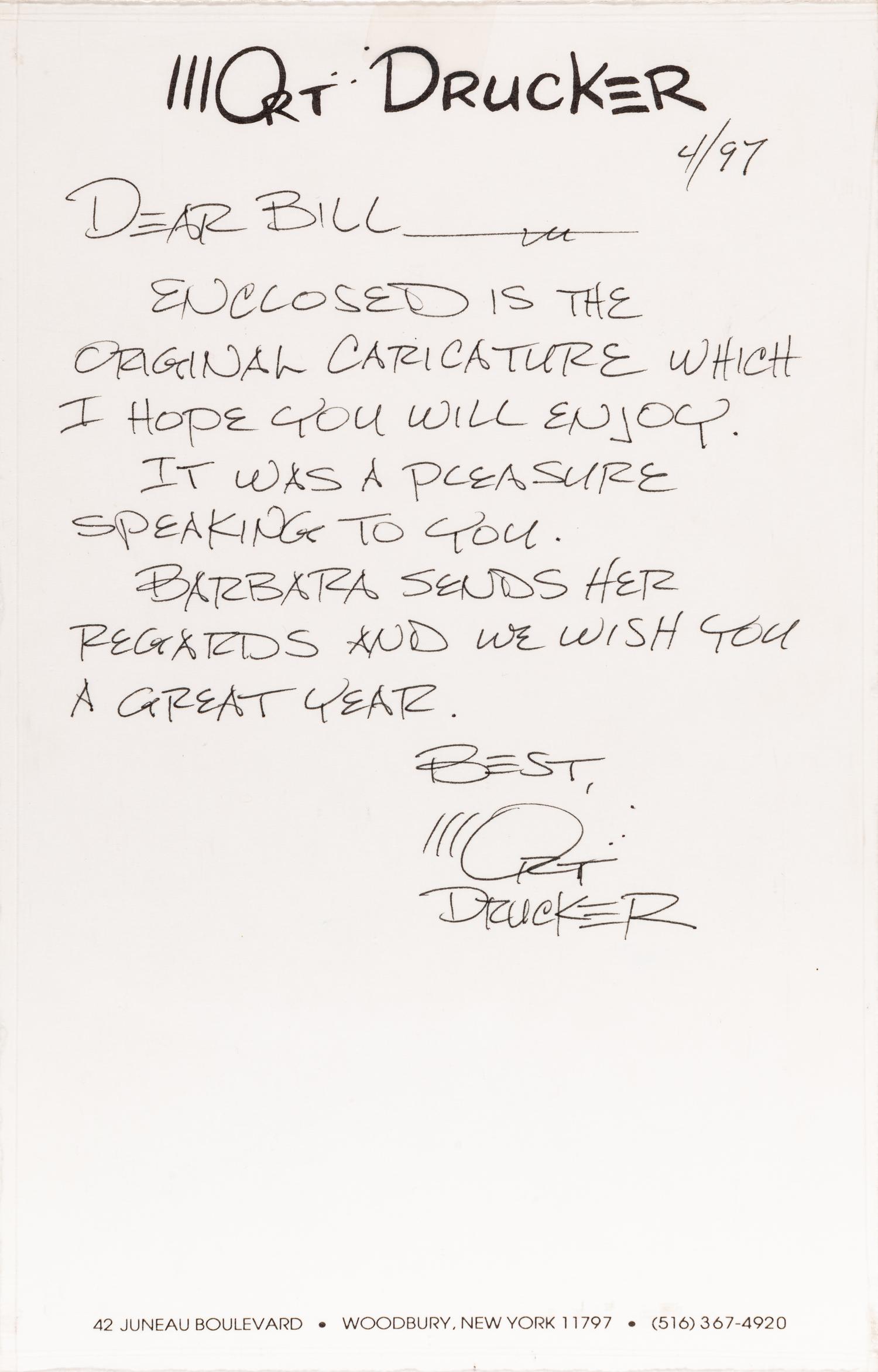 (Cartoon Art) DRUCKER, Mort (1929-2020). Original caricature painting of BILL ZWECKER.