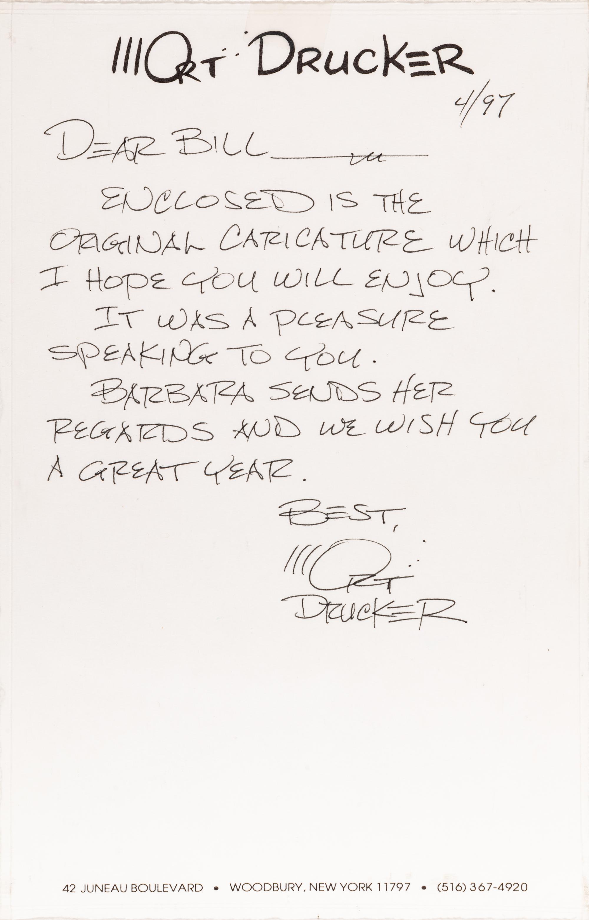 (Cartoon Art) DRUCKER, Mort (1929-2020). Original caricature painting of BILL ZWECKER.