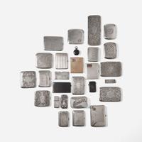 A collection of twenty-one silver and gold cigarette / tobacco, match, and card cases English and American, various makers, various dates ranging from the late 19th to early 20th century