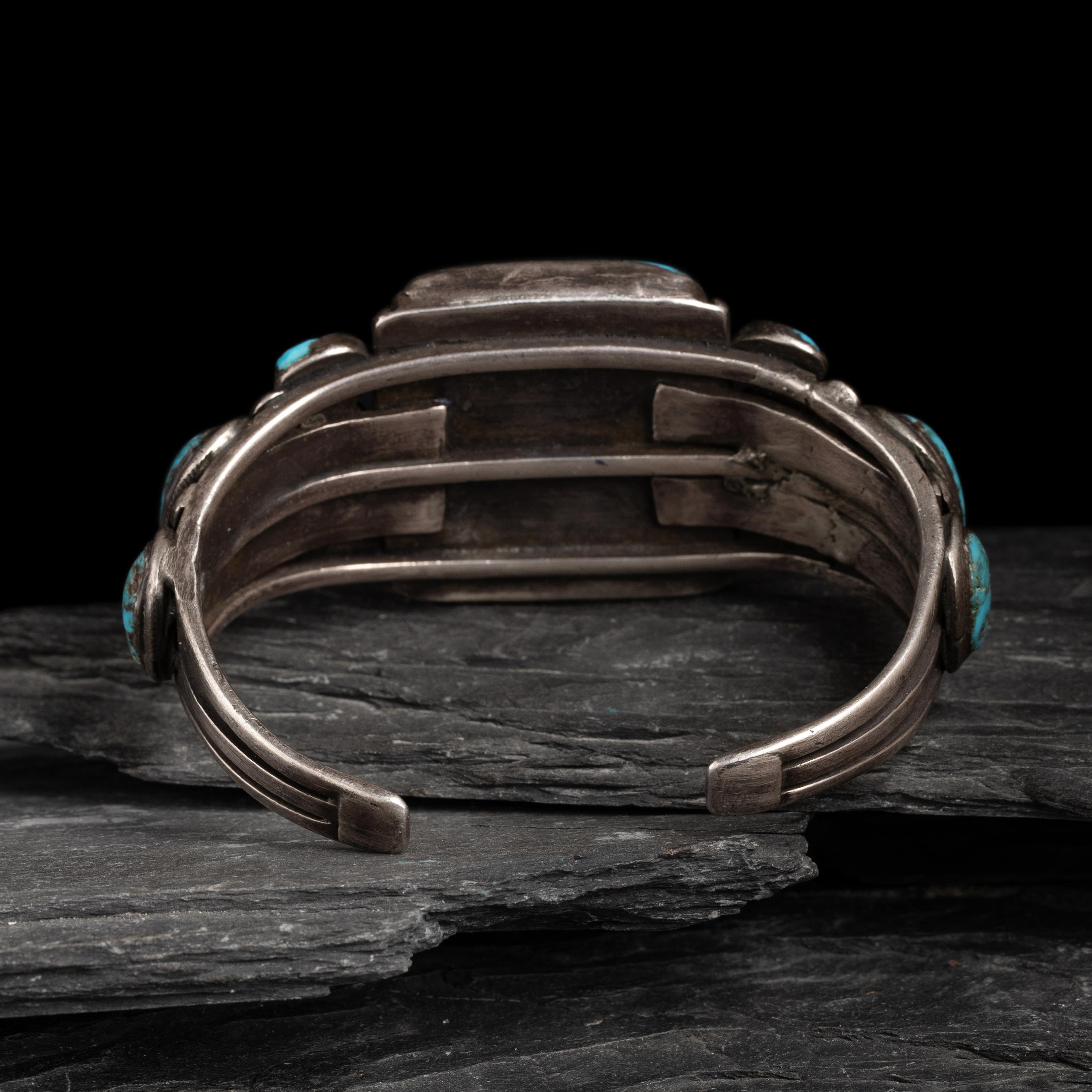 Navajo Turquoise Cluster Cuff Bracelet