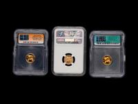A Group of Three Gold Eagle $5 1/10 oz. Gold Mint and Proof Coins