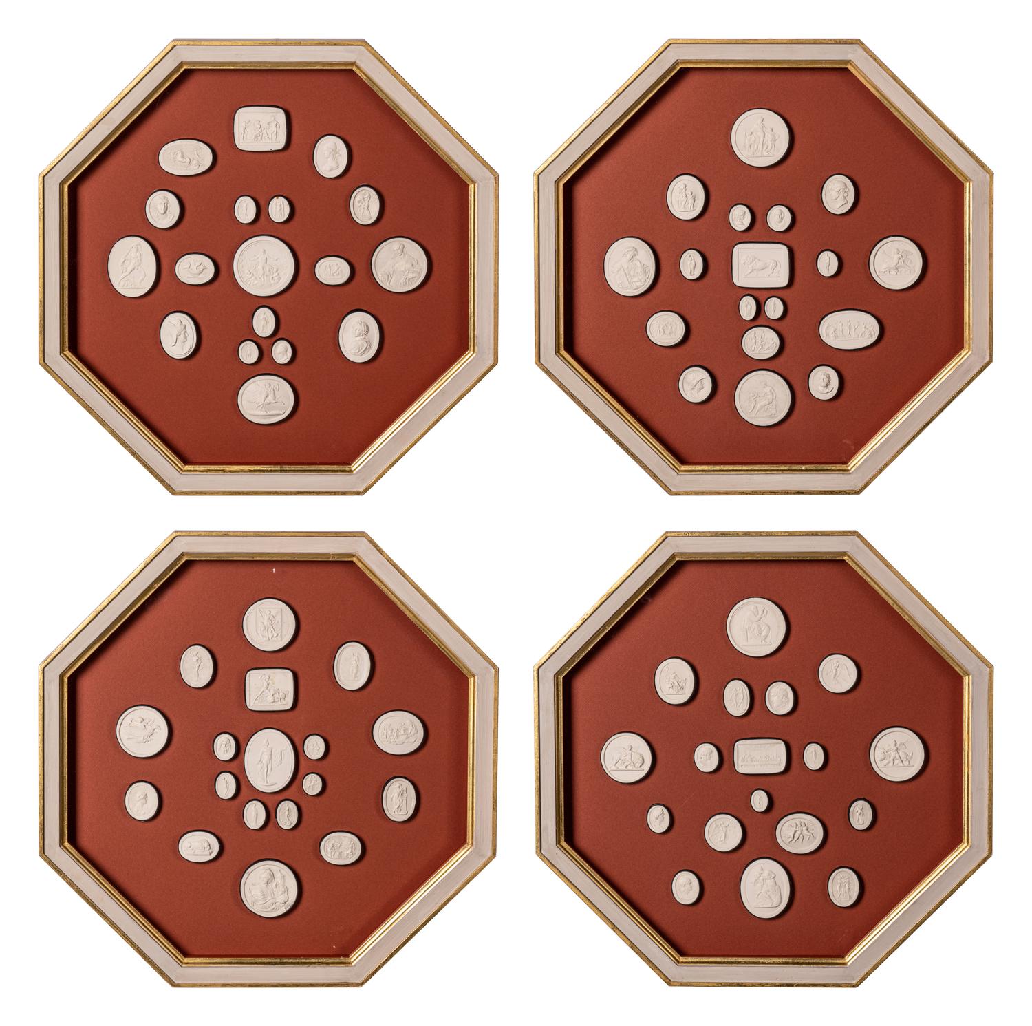 Four Framed Groups of Grand Tour Plaster Intaglios