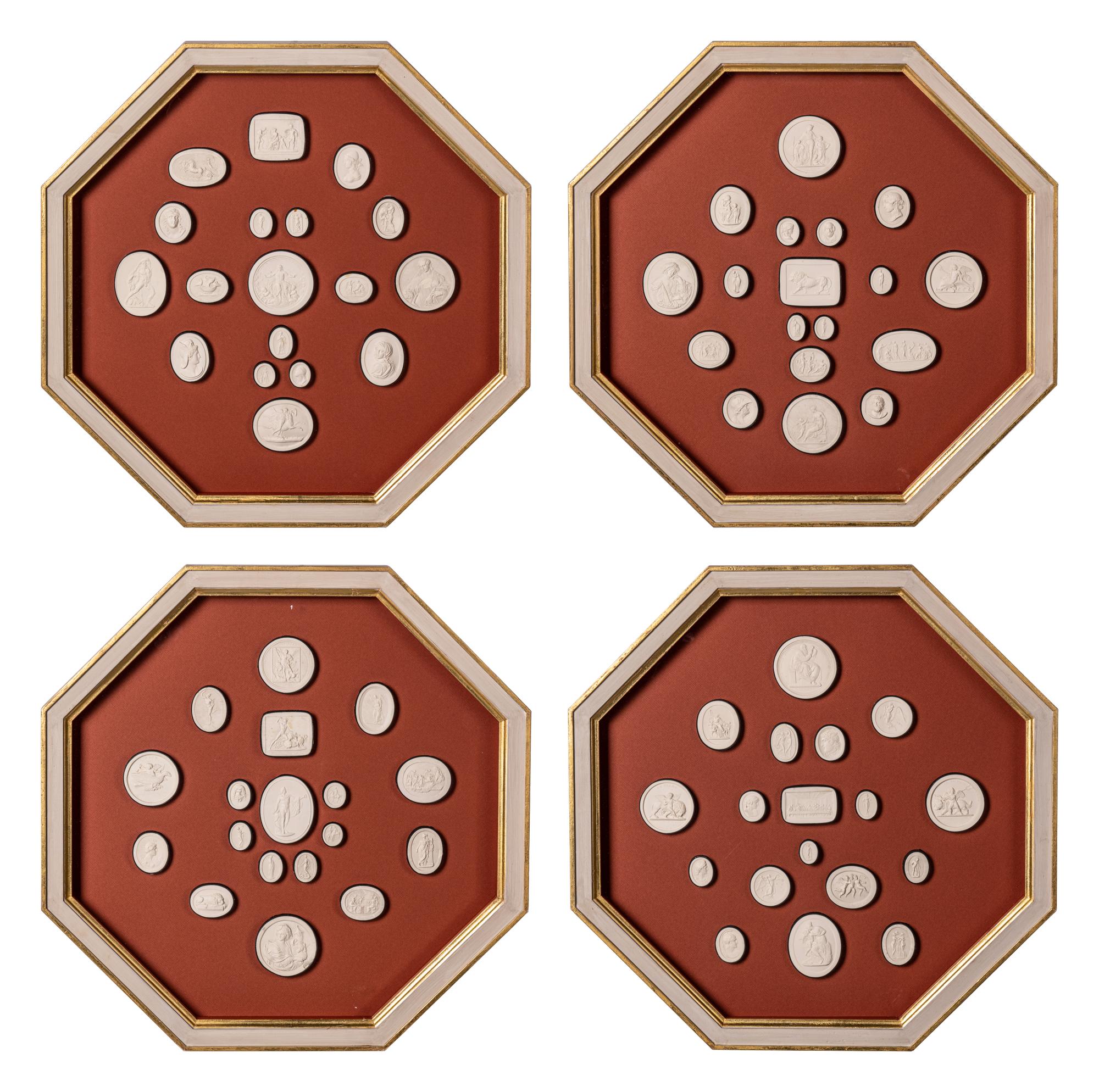 Four Framed Groups of Grand Tour Plaster Intaglios