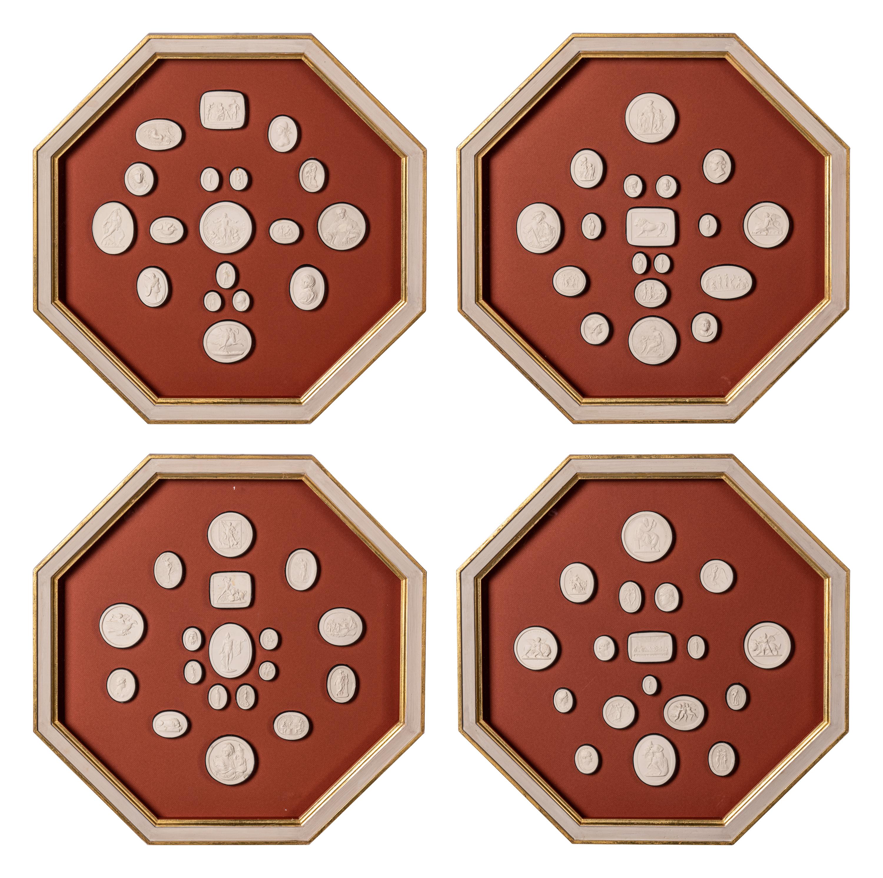 Four Framed Groups of Grand Tour Plaster Intaglios