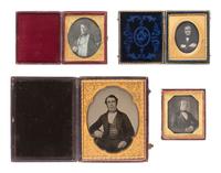 [EARLY PHOTOGRAPHY]. A group of 4 cased images of interesting men, incl. half plate ambrotype in double-sided case.