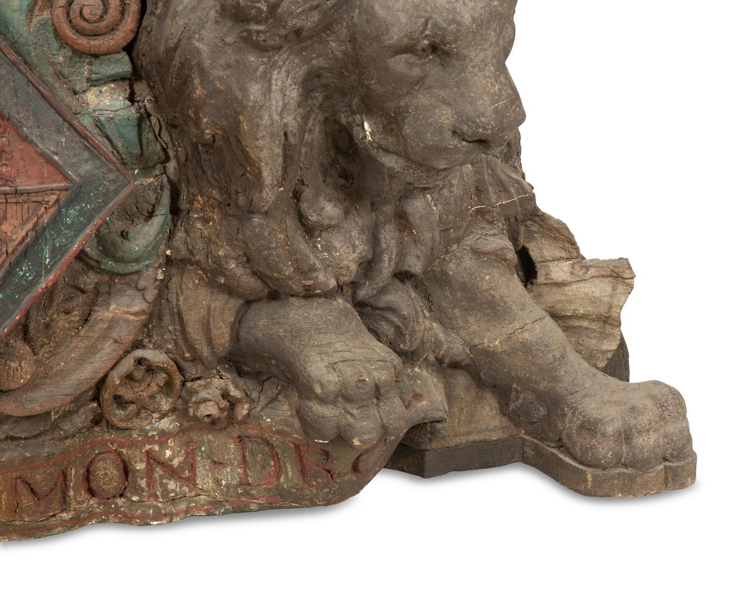 A Large Carved and Polychrome Decorated Coat of Arms of the United Kingdom