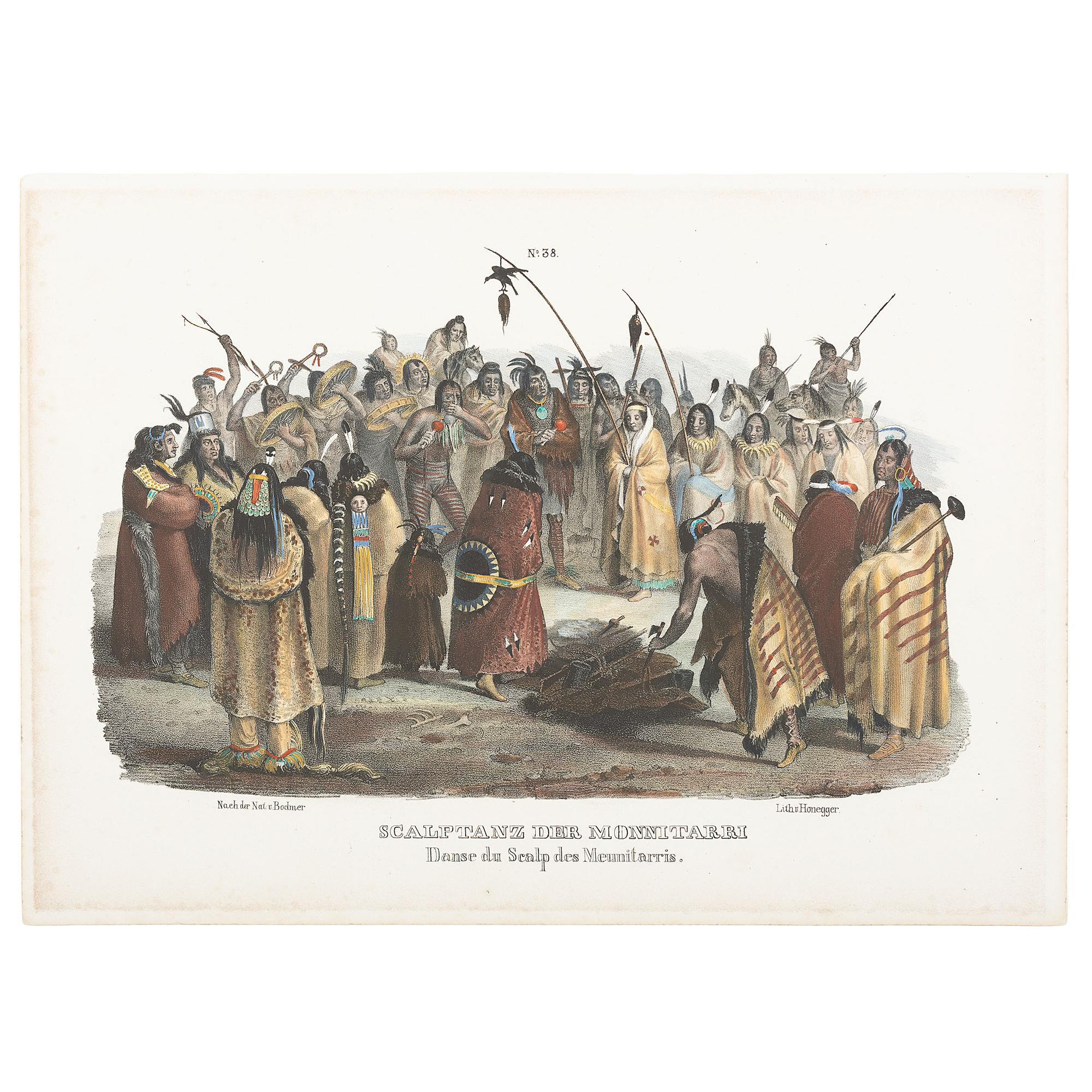 [BODMER, Karl (1809-1893)]. Scalptanz Der Monnitarri. Danse du Scalp des Meunitarris .