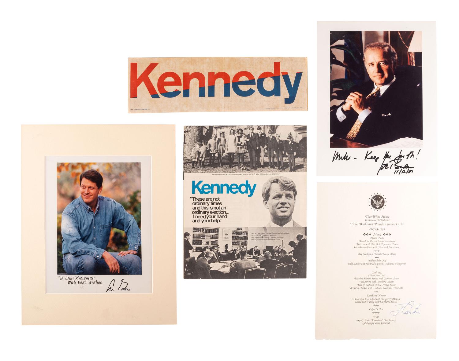 [POLITICS - DEMOCRATIC PARTY]. A group of ephemera related to 20th-century Democratic presidents and presidential candidates, many SIGNED, comprising: