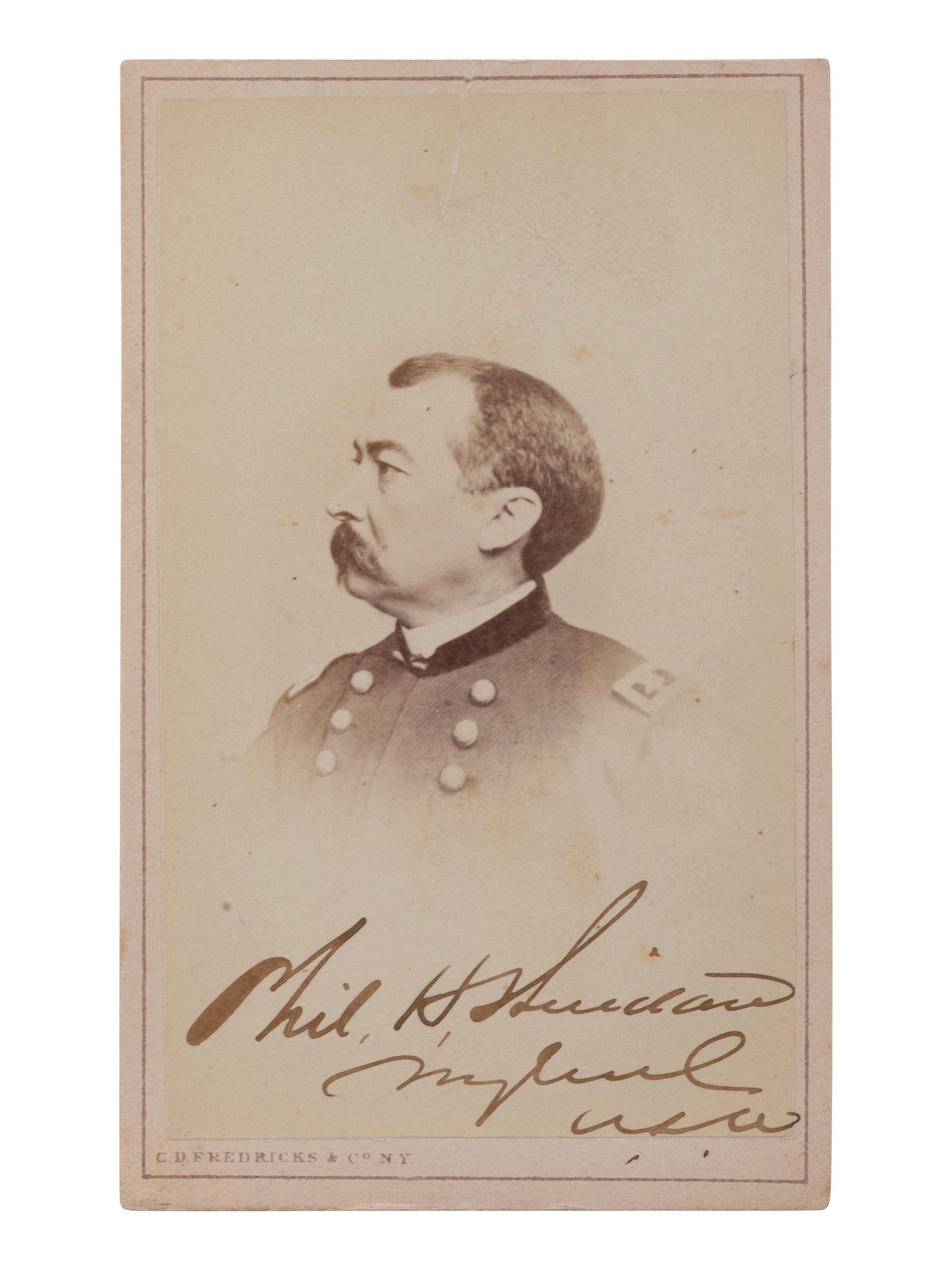 [CIVIL WAR]. FREDRICKS, C.D., photographer. Autographed CDV of Philip Henry Sheridan. New York, n.d.