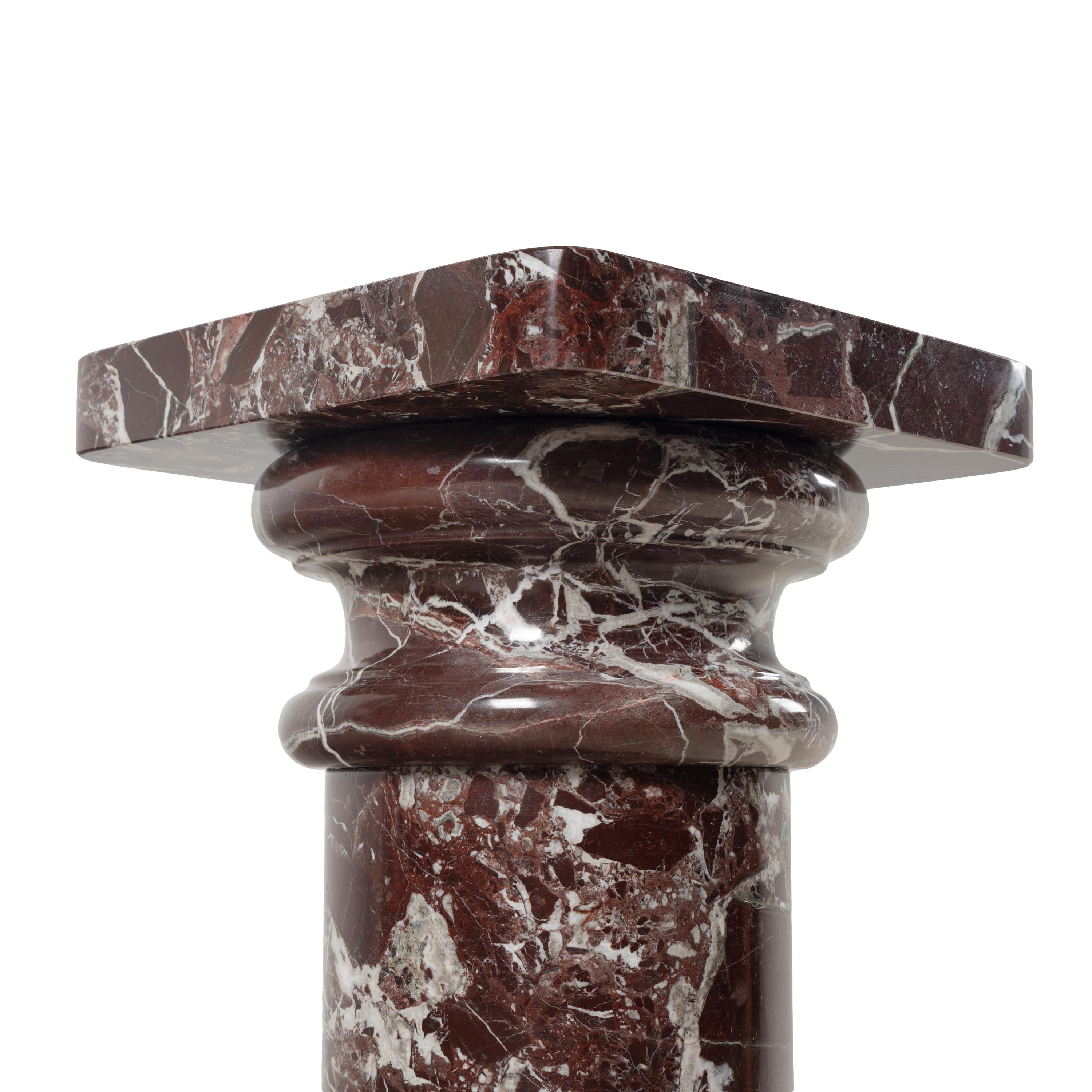 A Rosso Levanto Marble Pedestal