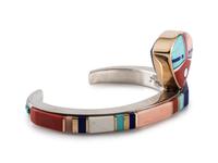 Silver and Mosaic Inlay Bracelet, with 14K Gold Accents