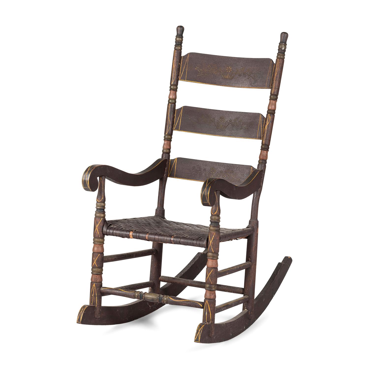 A Paint Decorated Rocking Chair