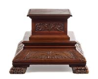 A Victorian Carved Wood Pedestal Height 22 x width 31 x depth 31 inches.