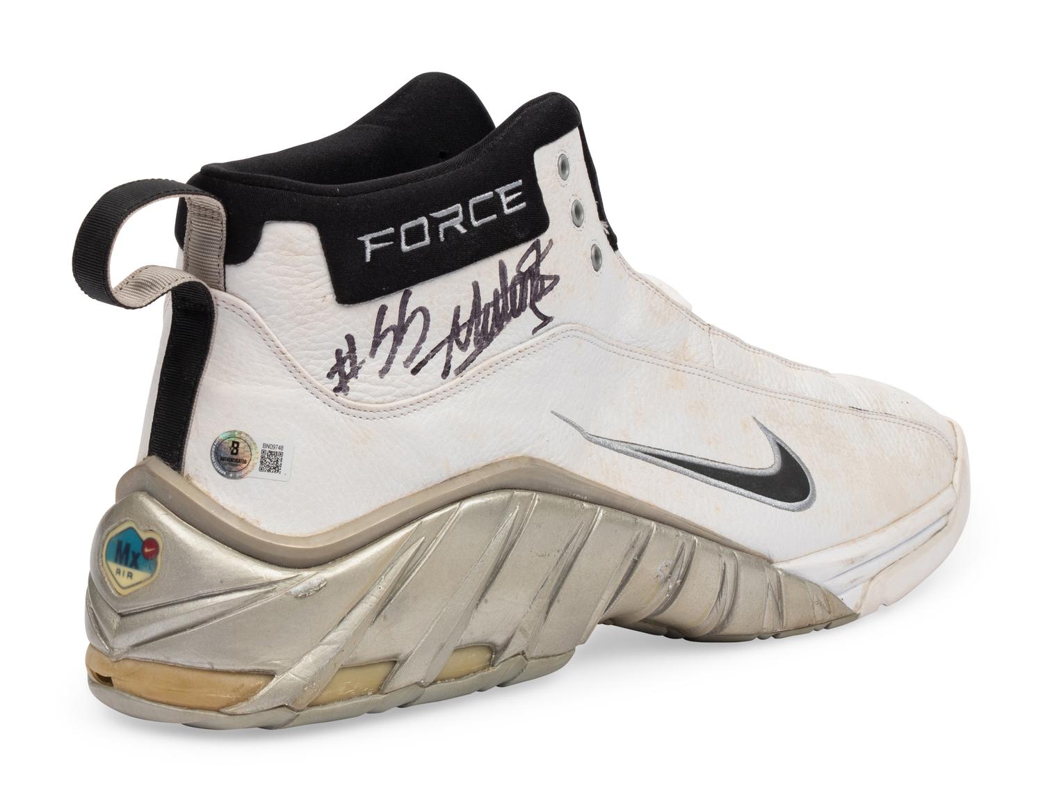 A Dikembe Mutombo Signed Autograph Game Used / Issued Adidas Basketball Shoe