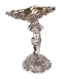 A Garrard & Co Silvered Figural Standing Salt and an Asprey Silver Bonnie Doon Commemorative Ashtray