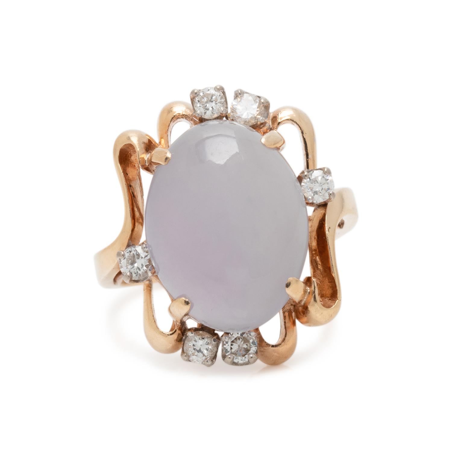 LAVENDER JADE AND DIAMOND RING