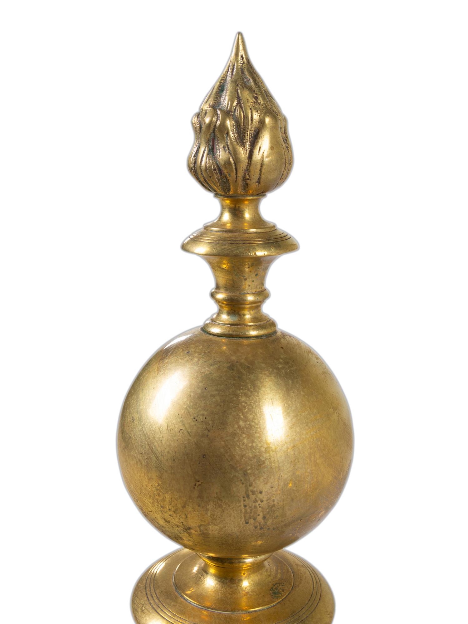 A Pair of Continental Brass Andirons